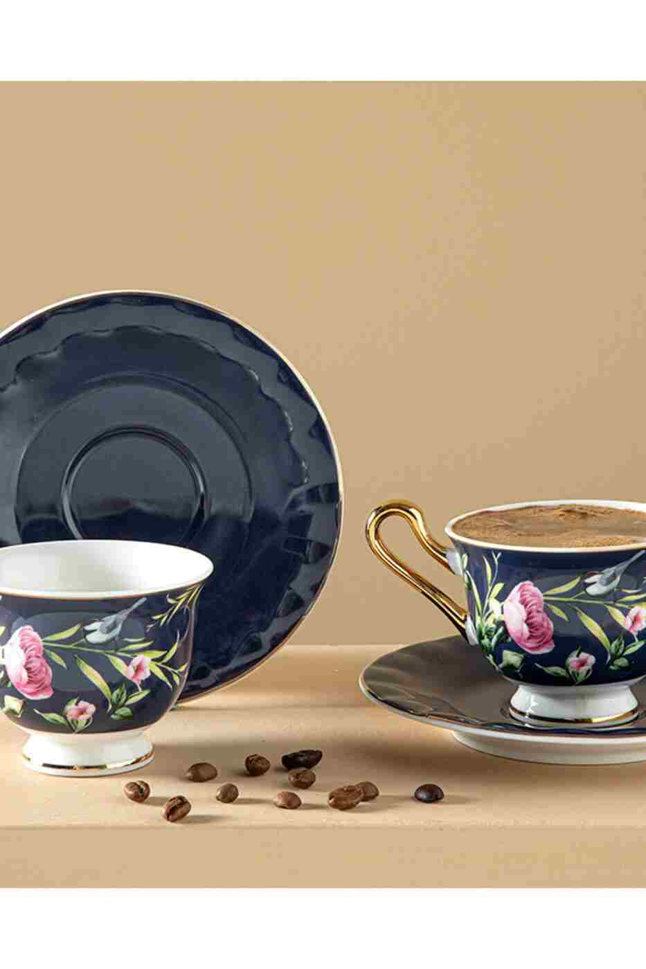 db143889febdf3820aa8607dc9f754a2 English Home Vanilla New Bone China Kahve Fincan Takımı 4 Parça 2 Kişilik Lacivert - Görsel 1