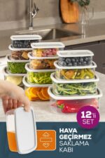 Vienev 12'li Hava Geçirmez Saklama Kabı Seti Gri 3x(250-500-750-1200 ML)