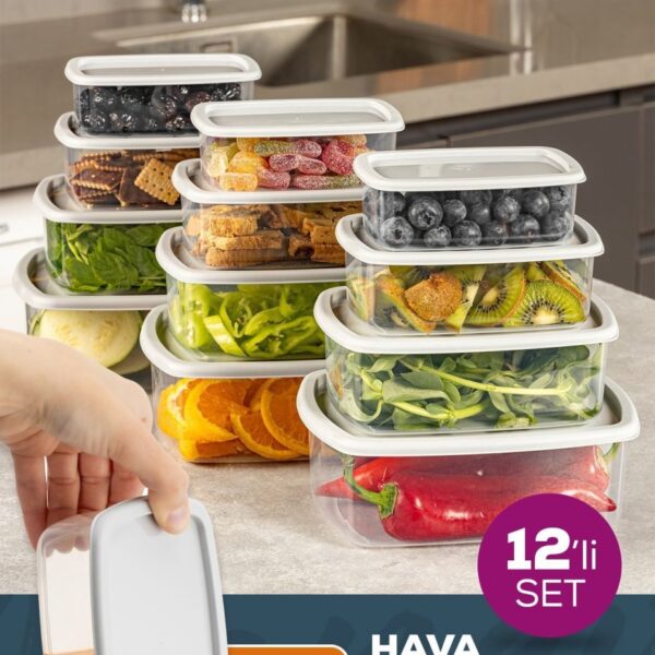 Vienev 12'li Hava Geçirmez Saklama Kabı Seti Gri 3x(250-500-750-1200 ML)