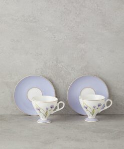 Alternative view of English Home Valentina New Bone China 4 Parça 2 Kişilik Kahve Fincan Takımı 80 ml Lila