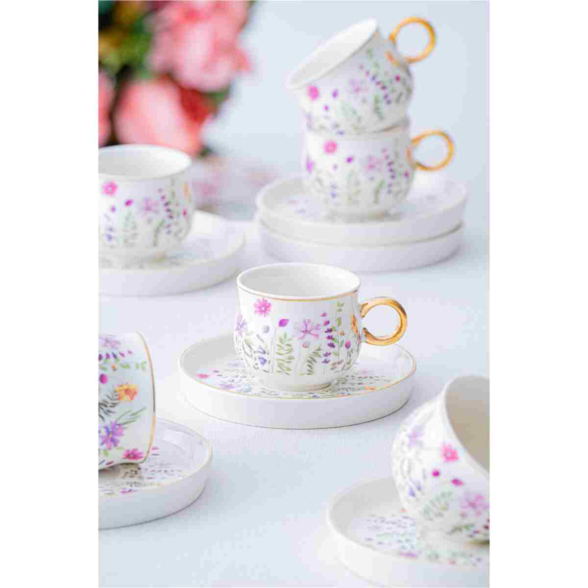 ACAR Lidya 6 Kişilik Kahve Fincanı Takımı - 90 ml - Görsel 3