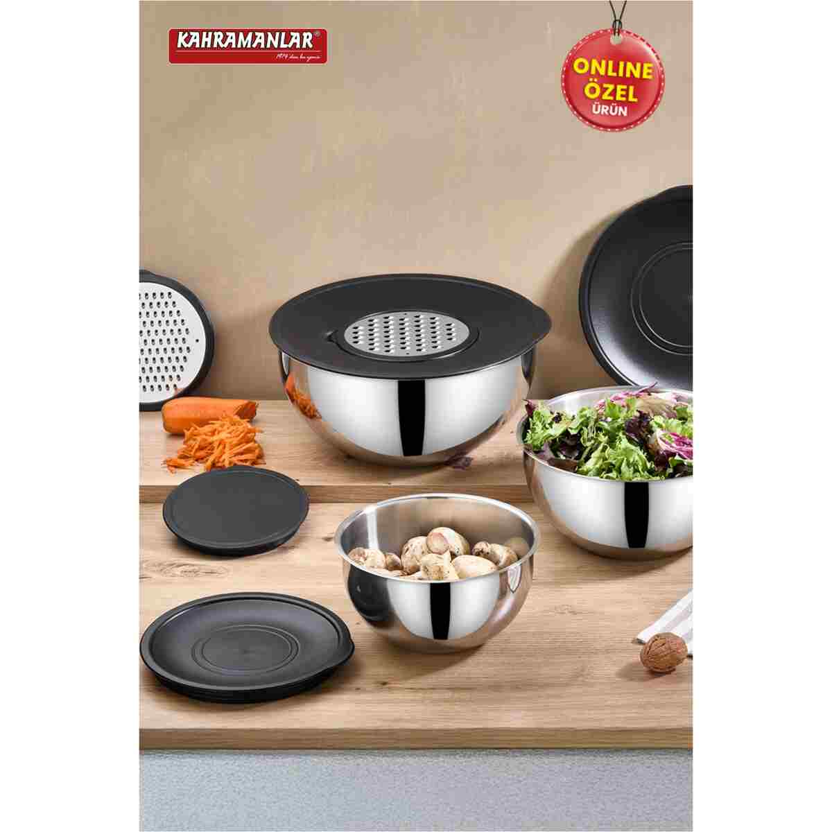 Kahramanlar Chef Mix 9 Parça Rendeli Karıştırma Ve Saklama Kabı - Görsel 15