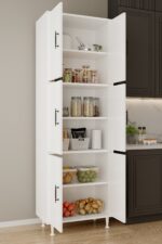 AEKA AE-3015 Mercan Beyaz 6 Kapaklı Çok Amaçlı Dolap Raflı Mutfak Kiler Banyo 195*63*35 Çok Amaçlı Dolap - Görsel 3