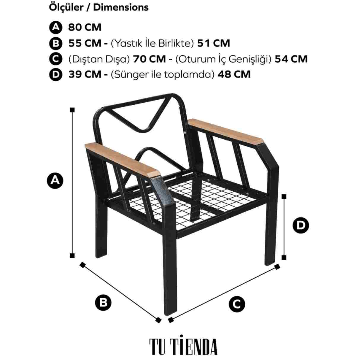 Tu Tienda NERGİZ 2+1+1+MASA(70X120) BAHÇE BALKON MUTAK TAKIMI,KAZAYAĞI KUMAŞ - Görsel 5