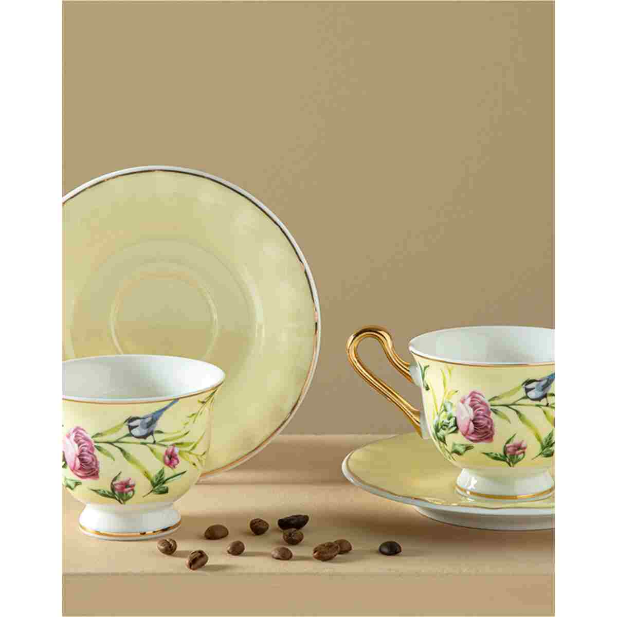 English Home Vanilla New Bone China 4 Parça 2 Kişilik Kahve Fıncan Takımı 90 Ml Açık Sarı - Görsel 2