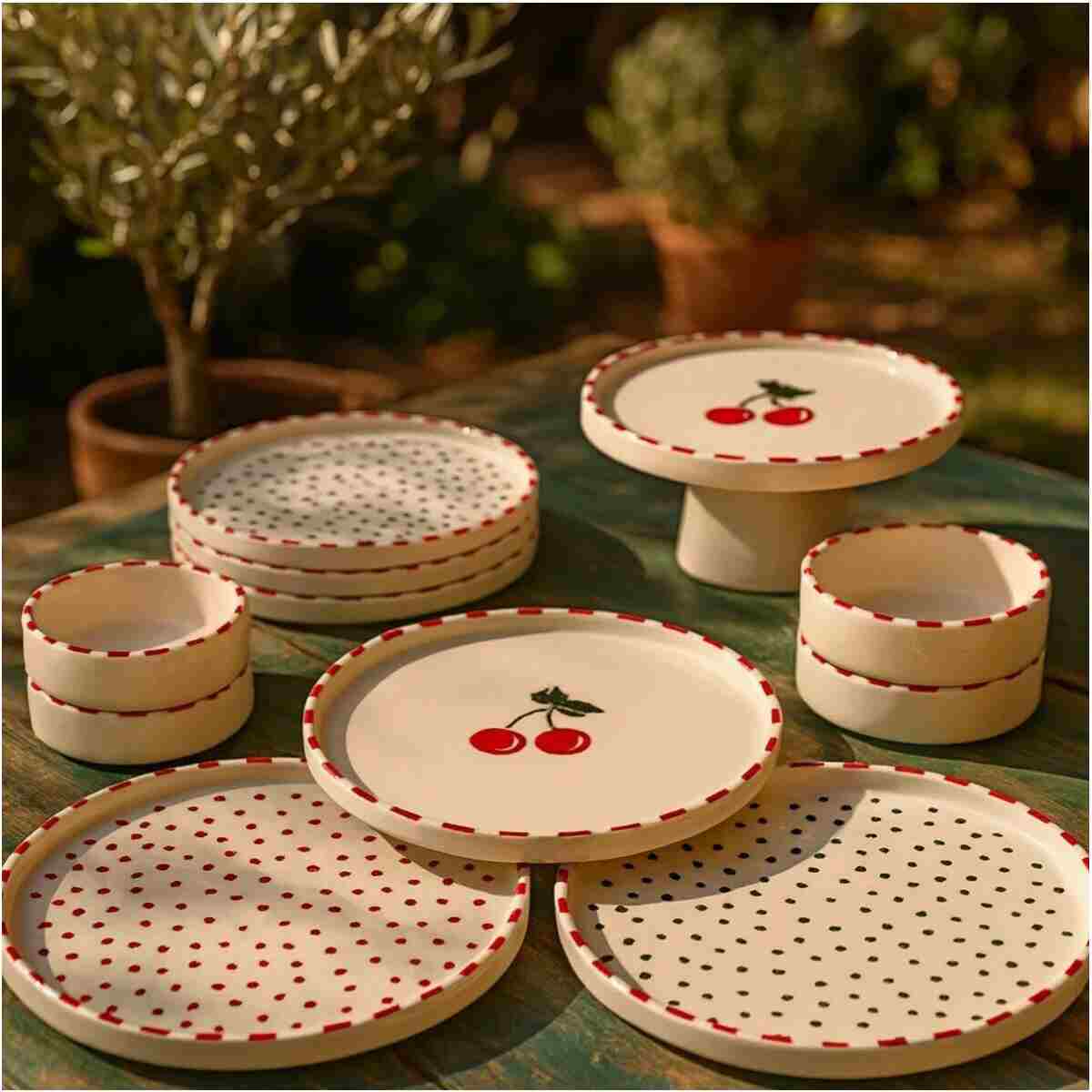 Kitchen Life 11 Parça 6 Kişilik Cherry Stackable Kahvaltı Takımı - Kirazlı Kahvaltılık Sunum Tabağı - Görsel 12
