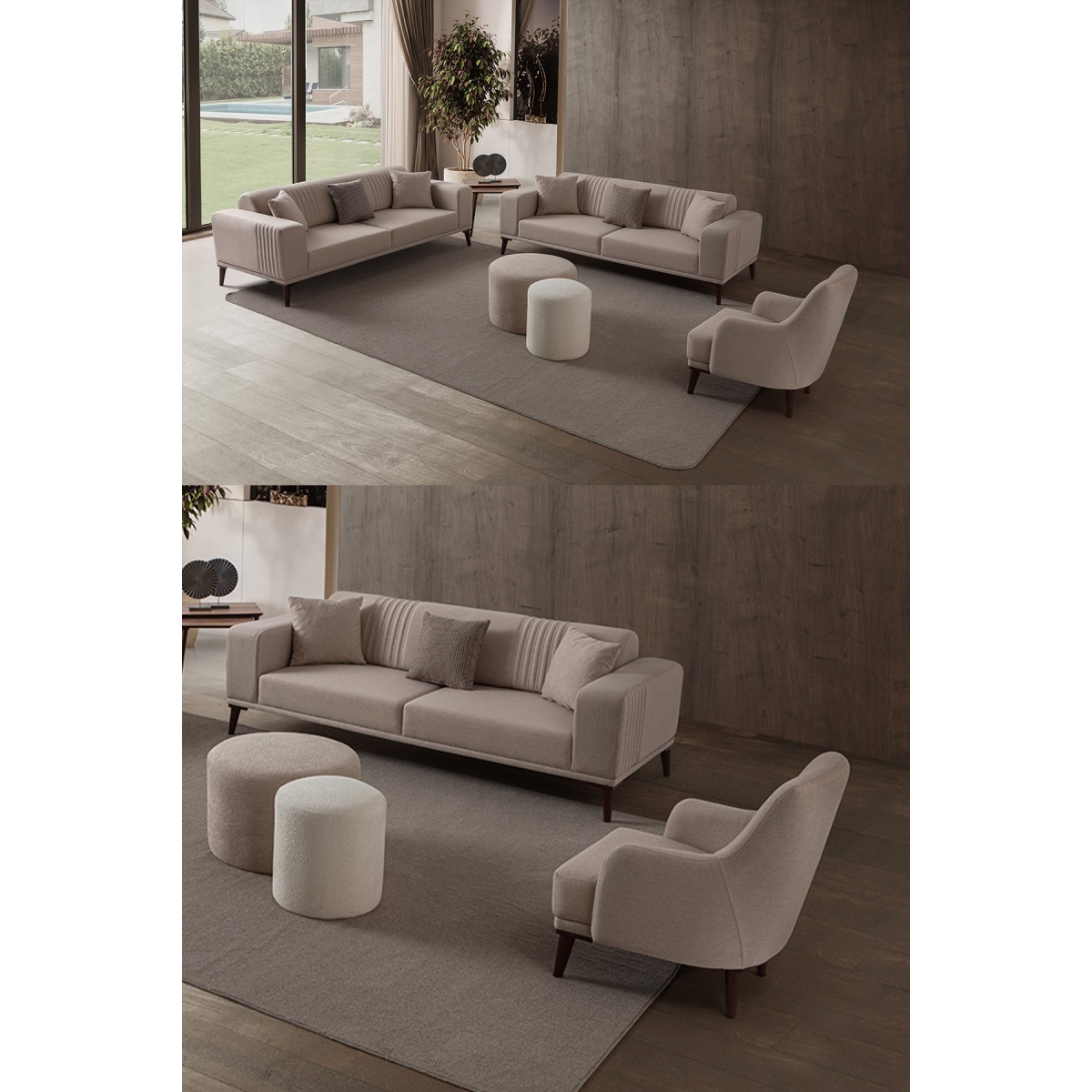 EDSY HOME Regnar 3+3+1 Koltuk Takımı Kahverengi - Görsel 13