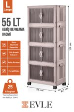 EVLE Katlanabilir Modüler Dolap 4 lü 54 cm x 31,7 cm x 127 cm - Görsel 12