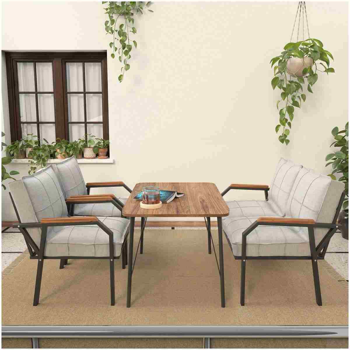 Mygusi Hayal Balkon, Bahçe, Cafe, Metal Kanepe Koltuk Takımı , Bahçe Mobilyası, 60x90 Masalı - 211 Açık Gri - Görsel 3