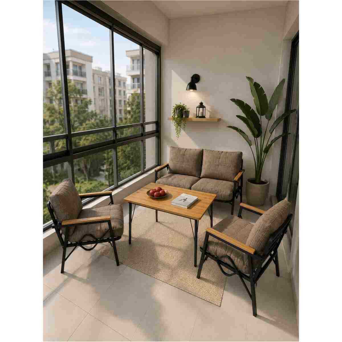 DORUK HOME Model, Balkon, Bahçe, Cafe, Metal Koltuk Takımı, Bahçe Takımı , Çay Seti, 2 1 1 kapuçino masa - Görsel 5