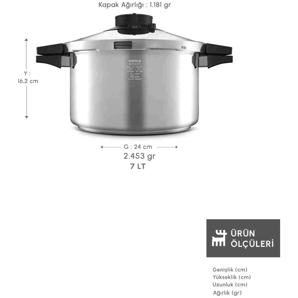 Karaca Quick And Safe Indüksiyon Tabanlı Düdüklü Tencere 7 Litre - Görsel 23