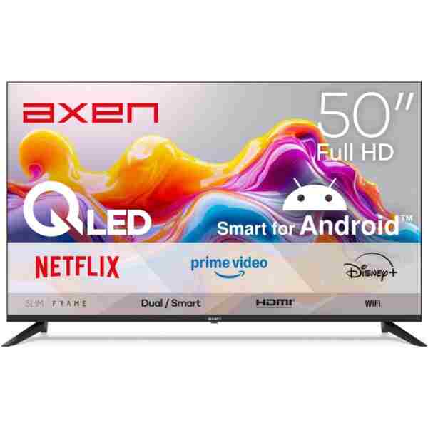 Axen AX50QFPRL-A14S 50" 126 Ekran Uydu Alıcılı Full HD Android Smart QLED TV - Siyah