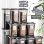 Meleni Home 18'li Set Kapaklı Kare Erzak Saklama Kabı Antrasit 6x(0,50 LT-1,10 LT -1,70 LT) Etiketli Baharatlık
