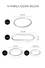 NESS HOME 14 Parça 6 Kişilik Stackable Lavantalı Kahvaltı Takımı - Lüx Kahvaltılık Sunum Seti Tabağı - Görsel 3