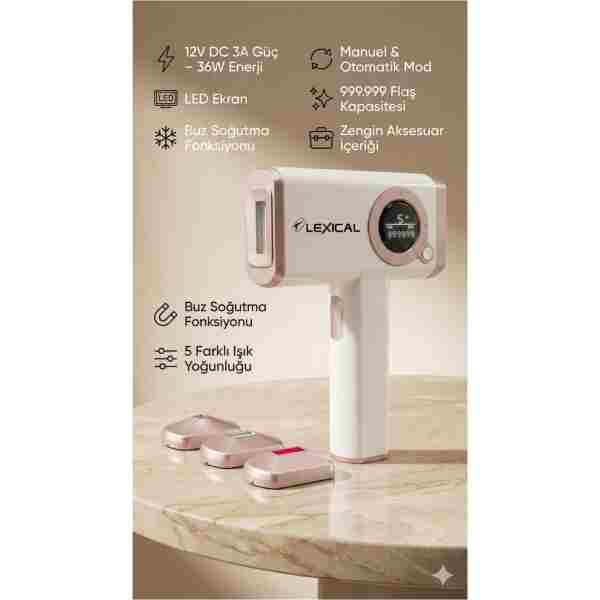Lexical Lazer Epilasyon Cihazı Pro Ice IPL - 1.000.000 Atım - Buz Başlıklı Soğutma Teknolojisi