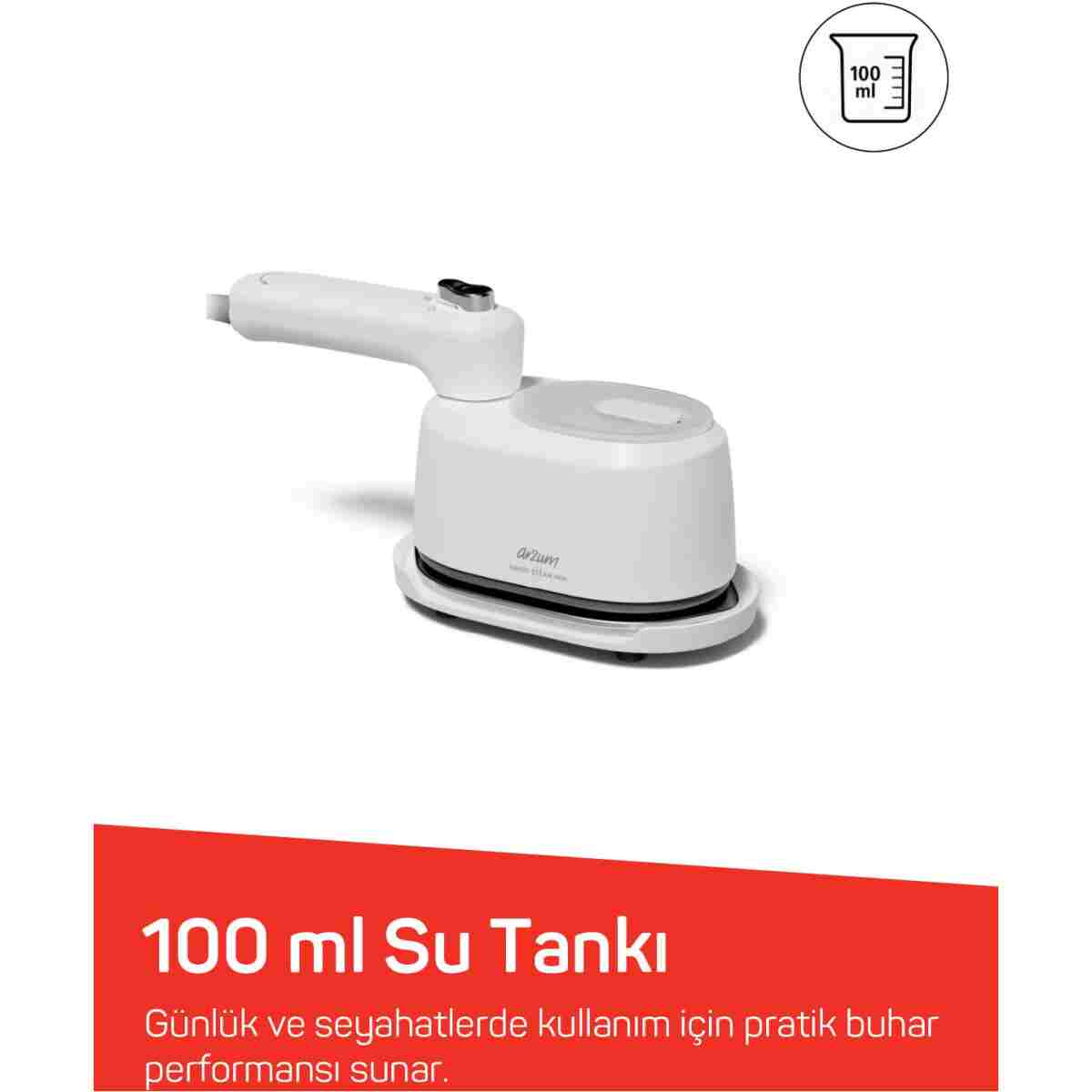 Arzum AR6055 Handy Steam Mini Buharlı Düzleştirici ve Seyahat Ütüsü, Dikey Buharlı Kırışık Giderici - Görsel 18