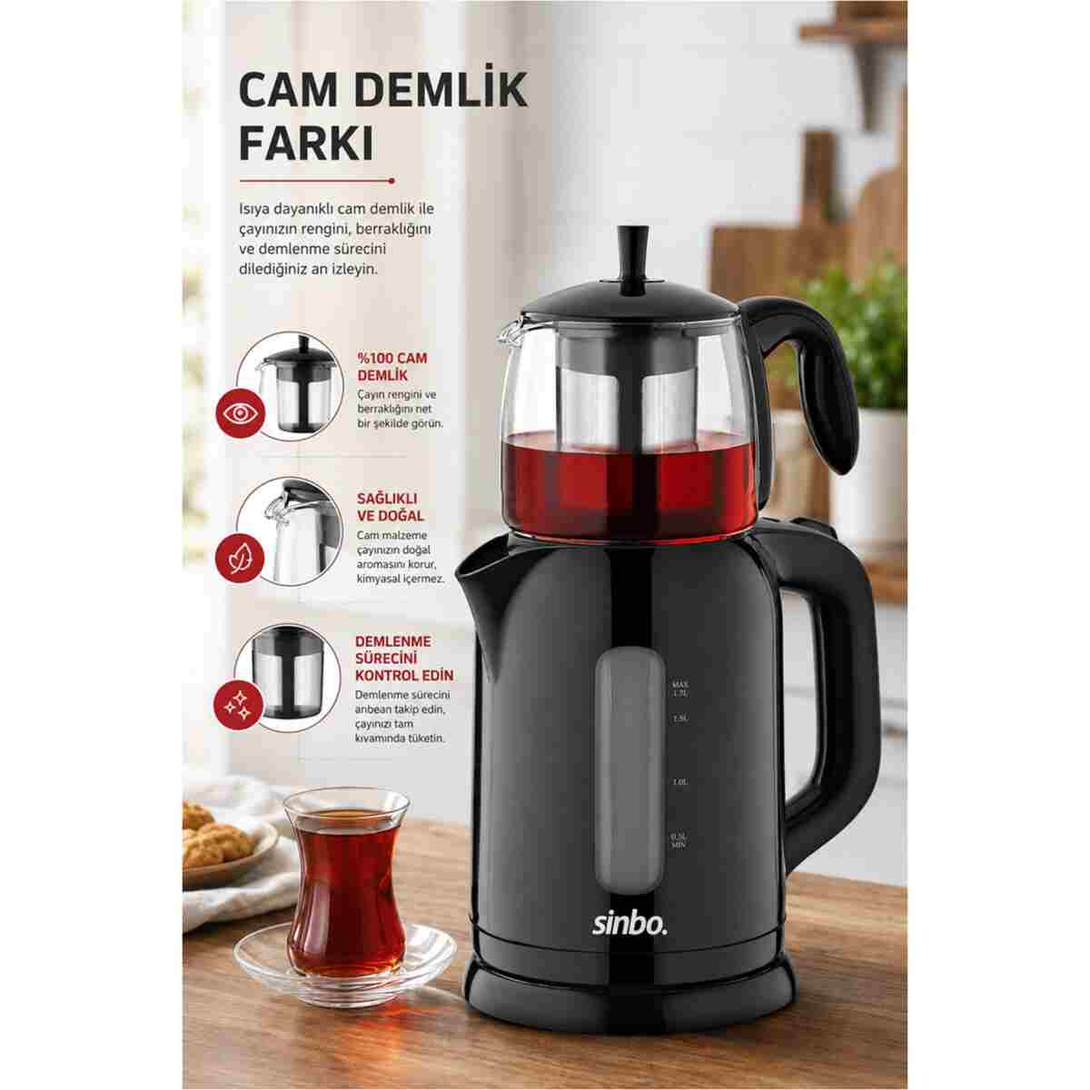 Sinbo STM-5840 Elektrikli Çay Seti - Görsel 2