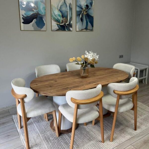 Home Bohem ahşap masa sandalye takımı