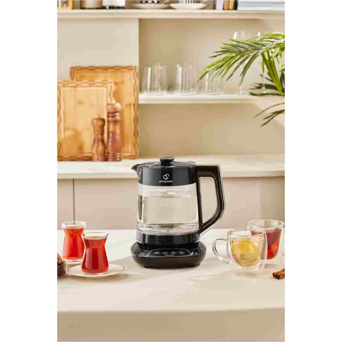 Karaca Çaysever 3 In 1 Konuşan Cam Çay Makinesi Su Isıtıcı Ve Mama Suyu Hazırlama 1700w Chrome - Görsel 4