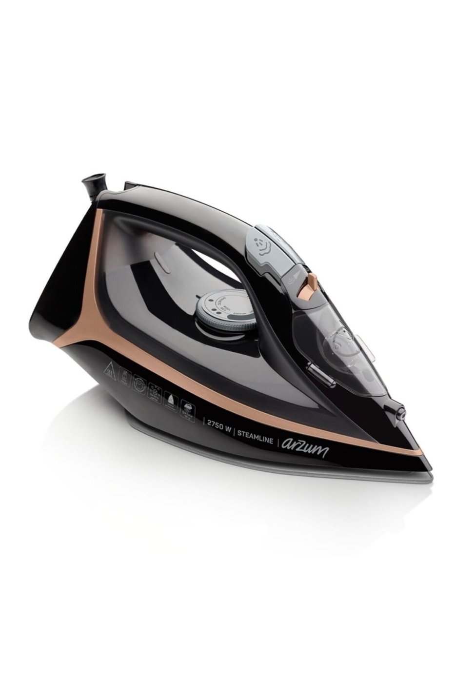 Arzum AR6025 Steamline Optimal Seramik Taban Buharlı Ütü 2750W, 190 g/min Şok Buhar, Siyah