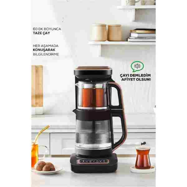 Karaca Çaysever Robotea Pro Connect 4 in 1 Konuşan Cam Çay Makinesi Rosegold