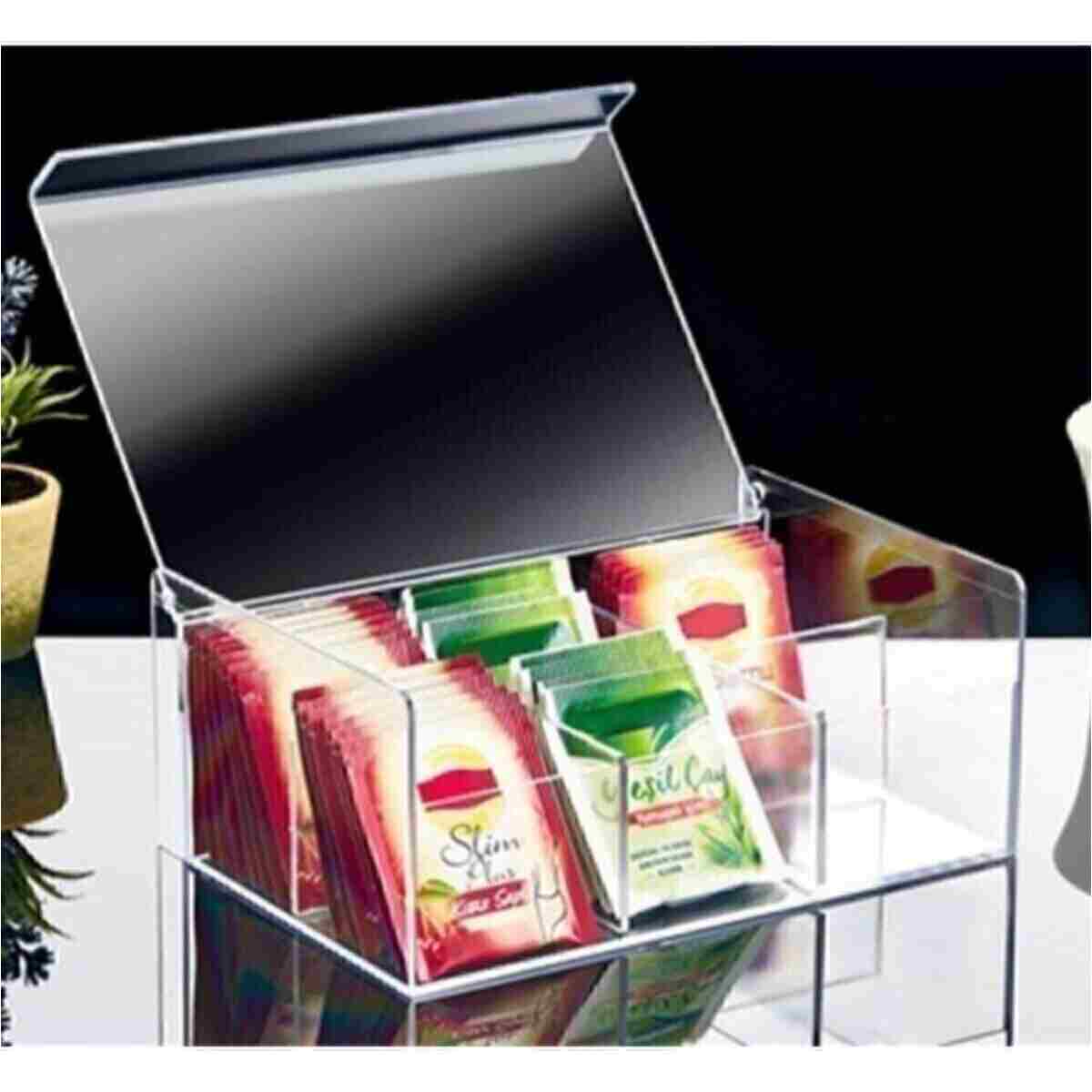 Kitchen Store Çay Kutusu 6 Bölmeli Kapaklı Poşet Bitki Çayı Saklama Kabı - Görsel 9