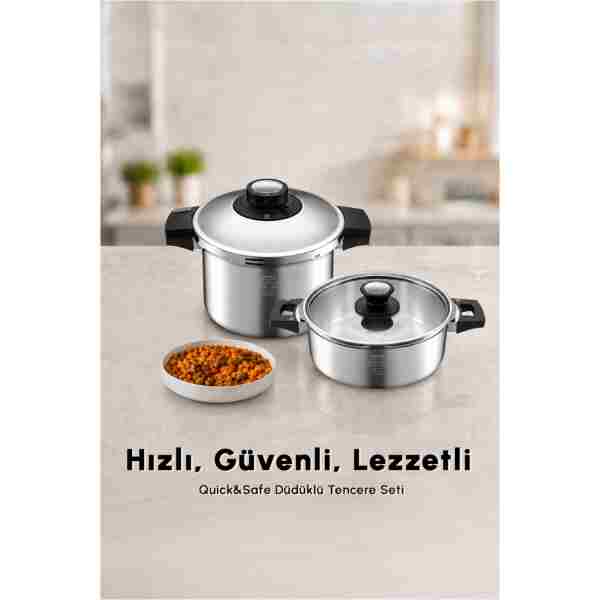 Karaca Quick And Safe Indüksiyon Tabanlı Düdüklü Tencere Seti 4+6 Lt