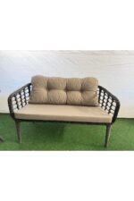 Tu Tienda KARTEPE ALÜMİNYUM 2 1 1 SEHPA(60*90) RATTAN BAHÇE BALKON TAKIMI,ANTRASİT RATTAN/GRİ KUMAŞ - Görsel 8