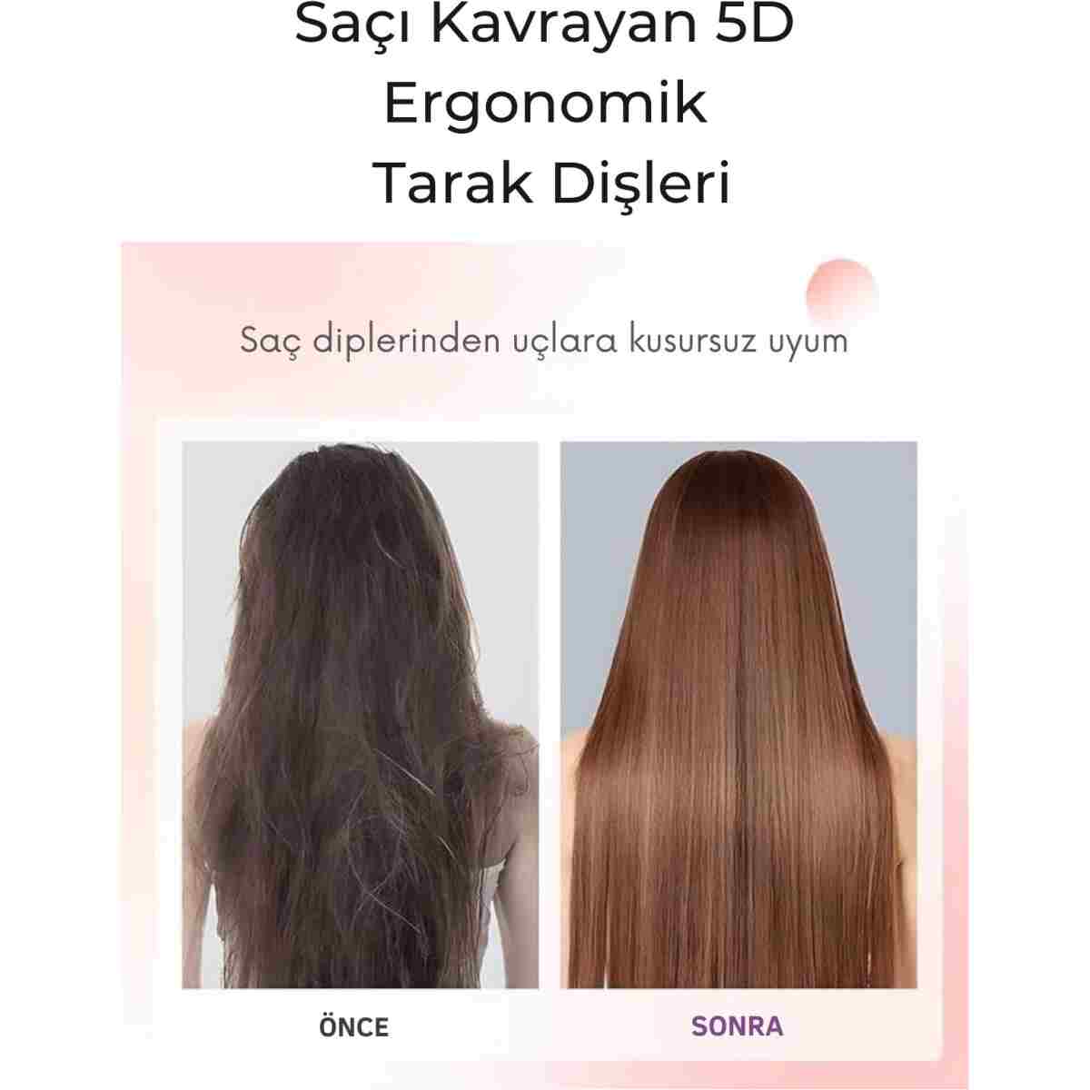 chiconom Onell Kablosuz Şarjlı Saç Düzleştirici Tarak LED Ekranlı Isı Ayarlı Taşınabilir Saç Tarağı - Görsel 5