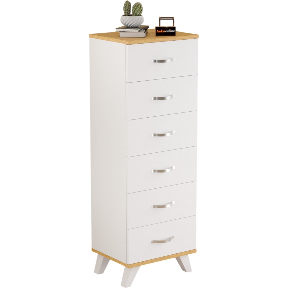 AEKA AE-3038 Belinda 6 Çekmeceli Beyaz Şifonyer Komodin 132*45*36 cm - Görsel 6