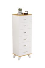 AEKA AE-3038 Belinda 6 Çekmeceli Beyaz Şifonyer Komodin 132*45*36 cm - Görsel 6