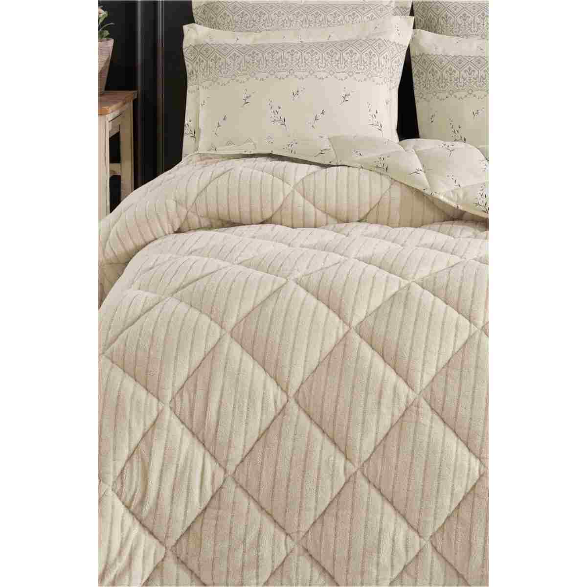 Otelonia Striped Jakarlı Wellsoft Çift Kişilik Uyku Seti Lastikli Çarşaflı 4 Parça - Görsel 2