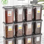 Meleni Home 12'li Set Melly Sızdırmaz Kapaklı Kare Erzak Saklama Kabı Antrasit 12 X 1.10 Lt Etiketli