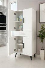 Alesta Life 4 Kapaklı Çekmeceli Mutfak Dolabı Banyo Dolabı Çok Amaçlı Dolap Beyaz