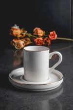 Kitchen Life 12 Parça 6 Kişilik Stackable Altın Yaldızlı Kahve Fincan Takımı - Kahve Fincanı Seti 100ml - Görsel 9