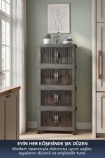 Lavine ”MEDIUM” 4 Katlı Portatif Dolap Organizer 30LT Çok Amaçlı Mıknatıs Kapaklı, Katlanır, Tekerlekli - Görsel 15