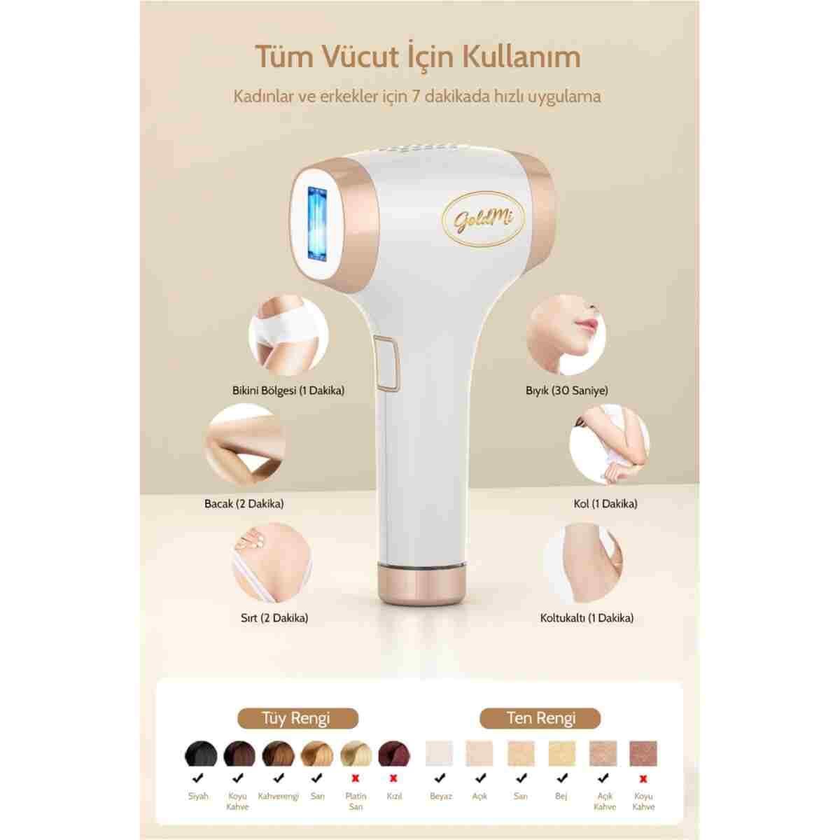 GoldMi IPL-01 Buz Lazer Epilasyon Cihazı Sınırsız Atım Cilt Gençleştirme Otomatik Manuel 21J Yüksek Enerji - Görsel 14