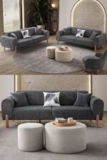 EDSY HOME Armoni 3+3 Koltuk Takımı Krem - Görsel 8