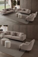 EDSY HOME Regnar 3+3+1+1 Koltuk Takımı Sütlü Kahve + Kahverengi - Görsel 13