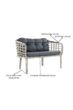 Tu Tienda KARTEPE ALÜMİNYUM 2 1 1 SEHPA(60*90) RATTAN BAHÇE BALKON TAKIMI,ANTRASİT RATTAN/GRİ KUMAŞ - Görsel 2