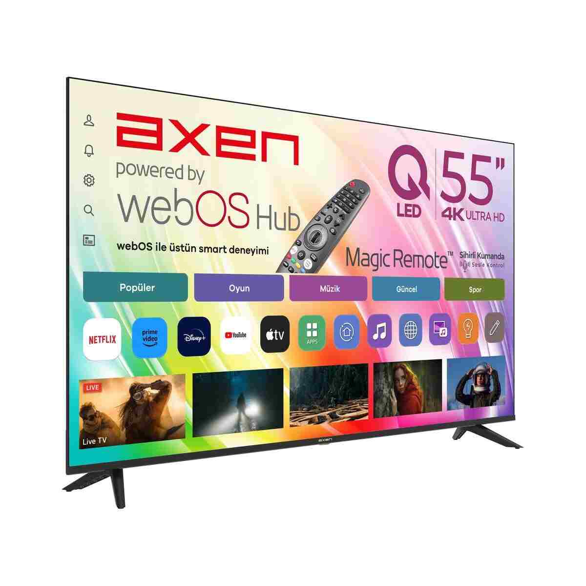 Axen AX55QUPRL-W02M 55" 139 Ekran 4K Ultra HD QLED webOS Smart TV e-ARC Destekli Sihirli Kumanda - Görsel 2