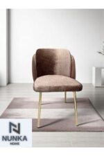 NUNKA HOME Arya Gold Line Serisi Cappuccino Renk +6 Sandalyeli Mdf Lak Panel İroni Masa Takımı - Görsel 5