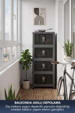 Lavine ”MEDIUM” 4 Katlı Portatif Dolap Organizer 30LT Çok Amaçlı Mıknatıs Kapaklı, Katlanır, Tekerlekli - Görsel 16