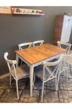 VOGUE TASARIM VE AKSESUAR 70x110 Mutfak Yemek Masası Takımı 6 Sandalyeli 4-6 Kişilik Atlantik Çam Beyaz Modern Şık Kampanyalı - Görsel 4