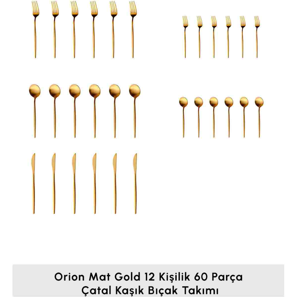 Karaca Orion Mat Gold 12 Kişilik 60 Parça Çatal Kaşık Bıçak Takımı - Görsel 3