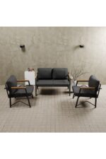 MB GARDEN FURNITURE Simetri Model, Balkon, Bahçe, Cafe, Metal Koltuk Takımı, Bahçe Takımı , Çay Seti, 2+1+1 süngerli - Görsel 5