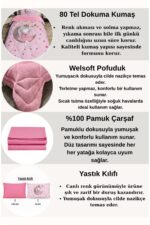 yok yok evim eve dair her şey Welsoft Pofuduk Çift Taraflı PEMBE AYDA OTURAN KIZ Desenli Tek Kişilik Yorgan Uyku Seti - Görsel 6