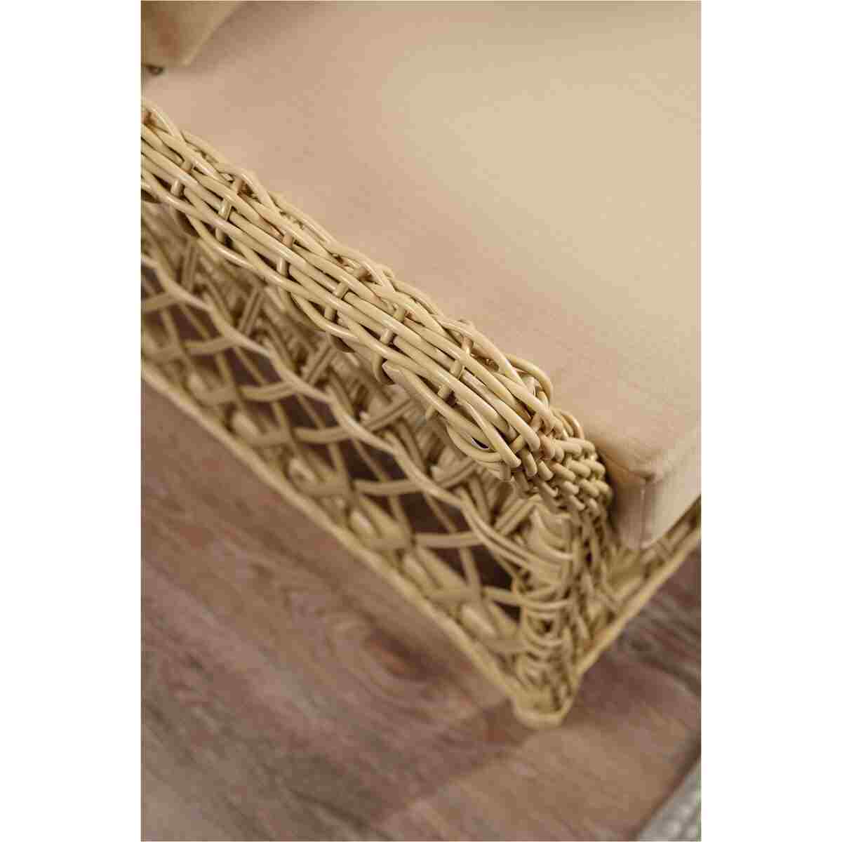 Evdemo Icon Rattan Bahçe Balkon Oturma Takımı 2+1+1+Camlı Masa Cappuccino - Görsel 5