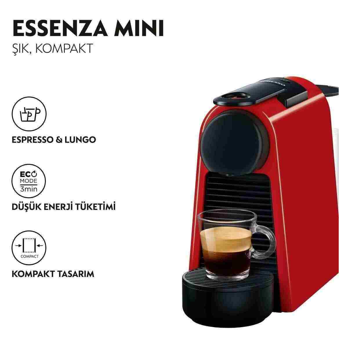 Nespresso D30 Essenza Mini Espresso Kahve Makinesi,Kırmızı - Görsel 8