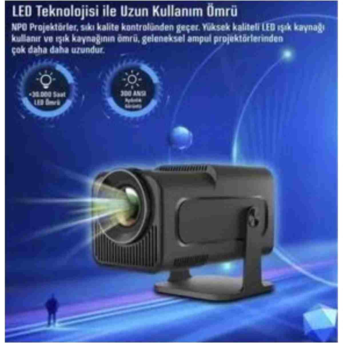 LENSUN Hy320 Mini Siyah Taşınabilir Sinema Projektörü 4k 720p Ev Sineması Bluetooth Android Projeksiyon - Görsel 4